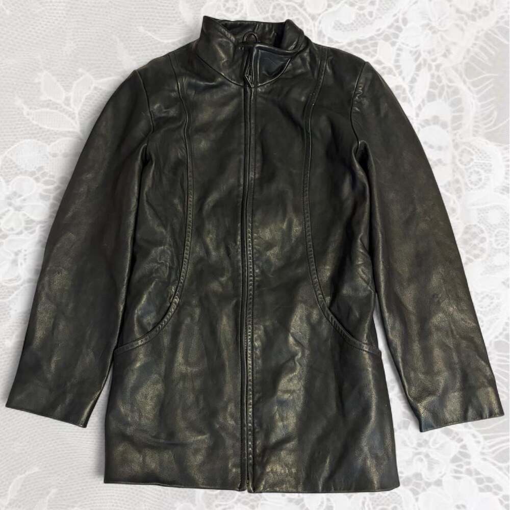 Worthington Genuine Lambskin Leather Zip-Up Jacket